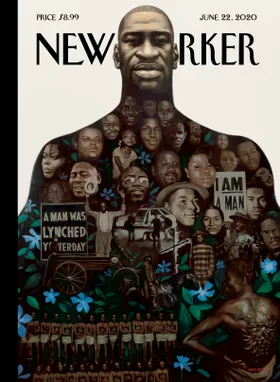Black man made up of Black victims and protestors looking out